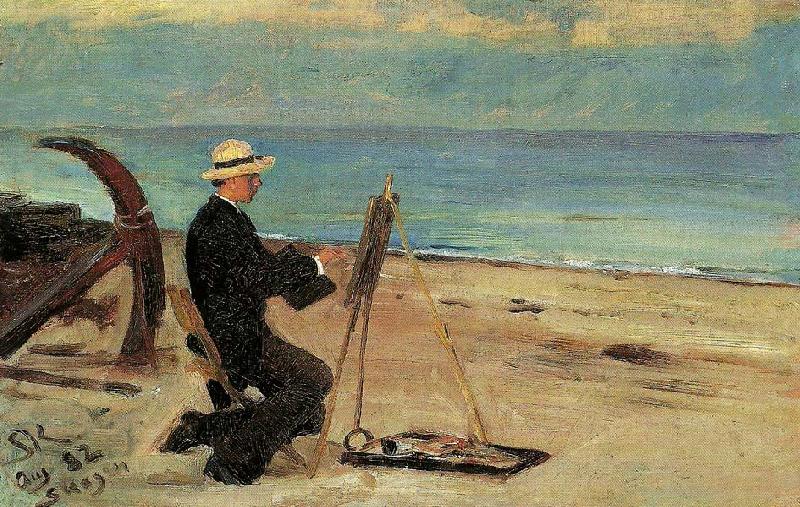 Peter Severin Kroyer oscar bjorck maler pa skagen sonderstrand oil painting picture